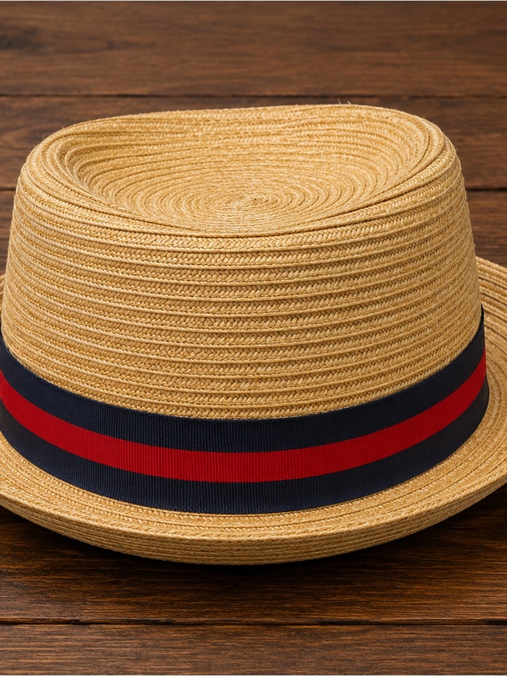 Daniel Cremieux Tan Straw Hat with Navy and Red Band